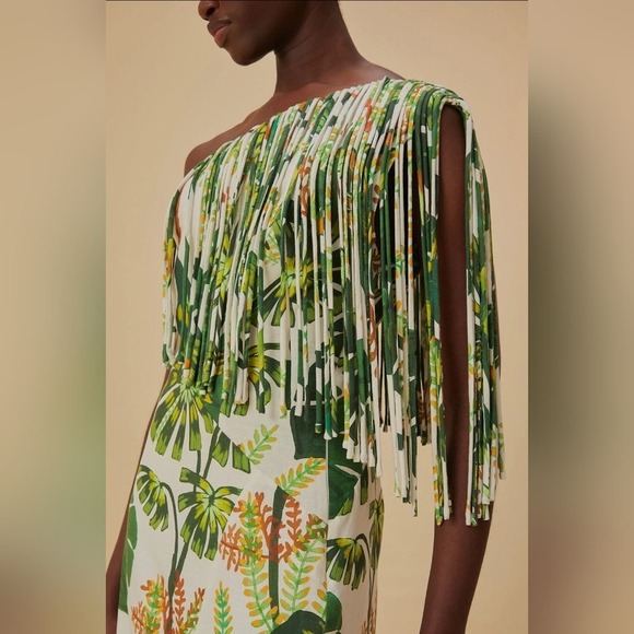 FARM Rio Tropical Forest Frienged Midi Dress - Picture 4 of 16
